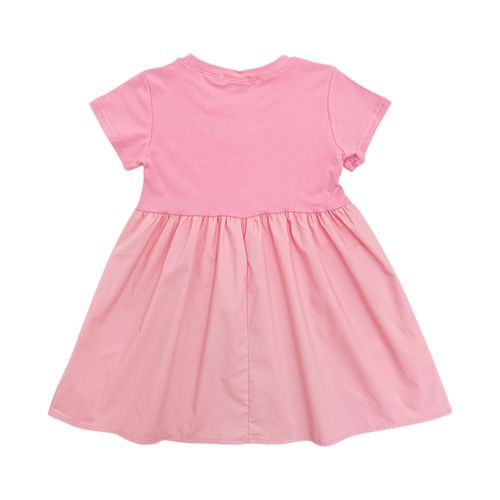 Vestido color rosa de manga corta con detalle de corazón para niña