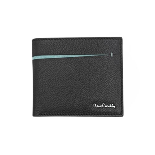 Billetera bifol en color negro con detalle en aqua para hombre
