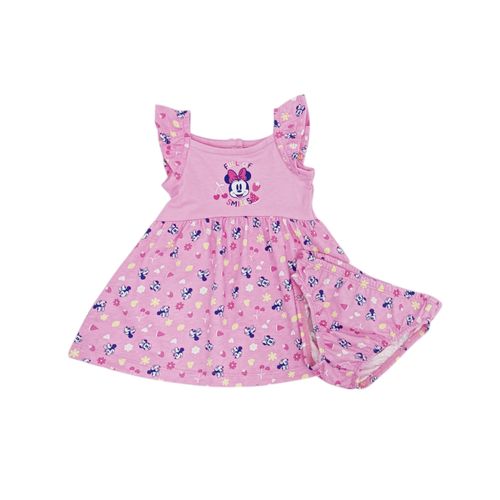 Set de vestido color rosa con diseño estampado para bebé niña