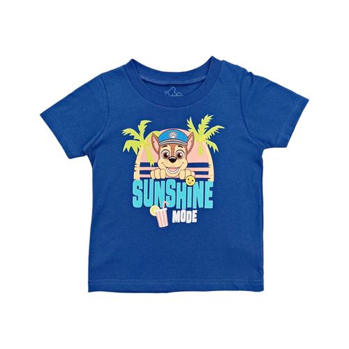 Camiseta color azul de cuello redondo con mangas cortas para niño