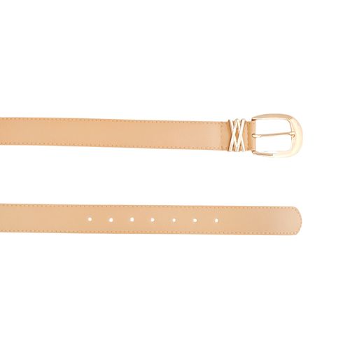 Cincho casual color beige con hebilla dorada para mujer