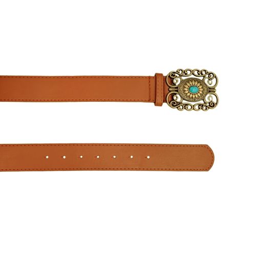 Cincho color camel con hebilla decorativa para mujer