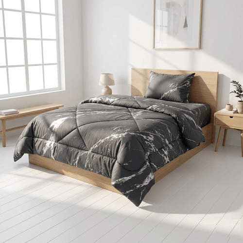 Set de edredón twin 2 piezas color gris estampado