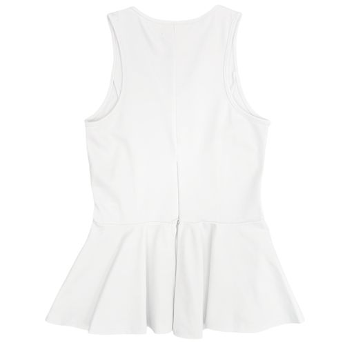 Blusa color blanco estilo peplum con escote en V para mujer