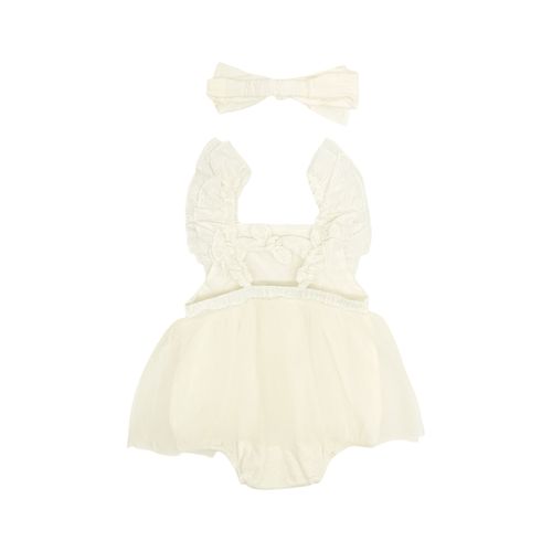 Set de vestido color ivory de tirantes para bebé niña