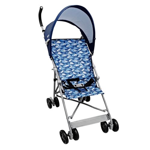 Coche jazz color azul con estampado de dinosaurios