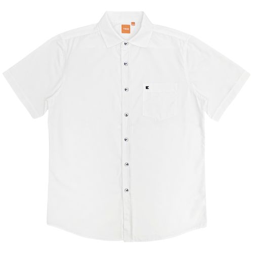 Camisa color blanco diseño sólido y mangas cortas para hombre