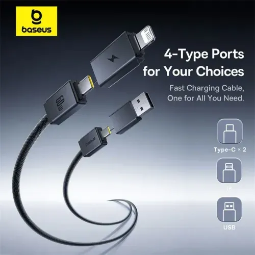 Cable de carga rápida versátil Baseus USB-C a C + Lightning 60W