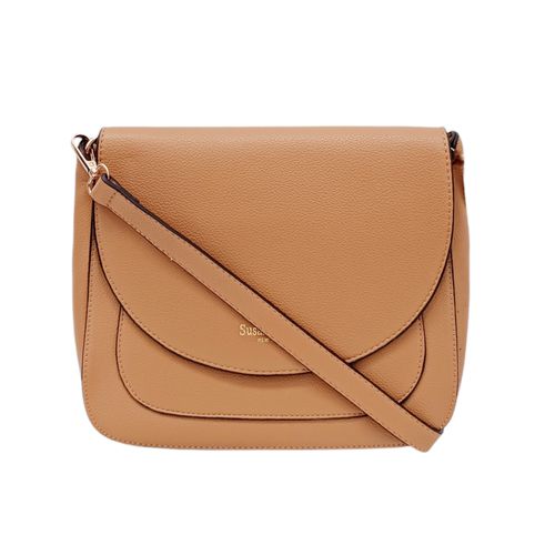 Crossbody color camel con correa ajustable para mujer
