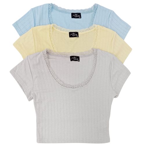 Crop top surtido de color con cuello redondo para mujer