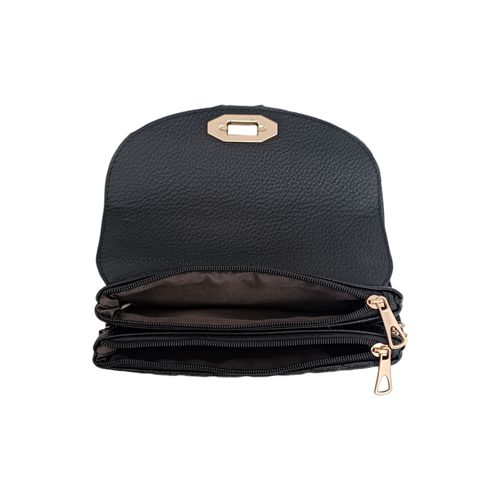 Billetera color negro tipo cross body para mujer