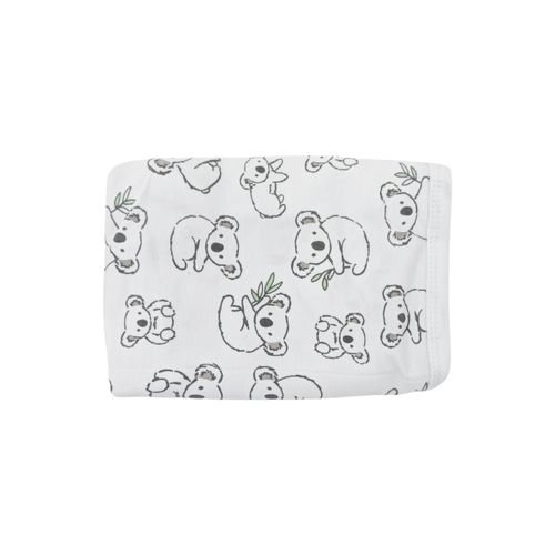 Frazada color blanco con detalle de koalas para bebé niño