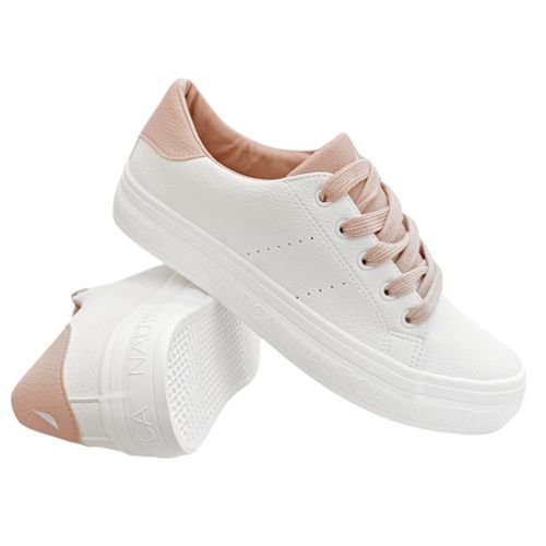 Sneakers Nautica color blanco con detalle en rosa para mujer
