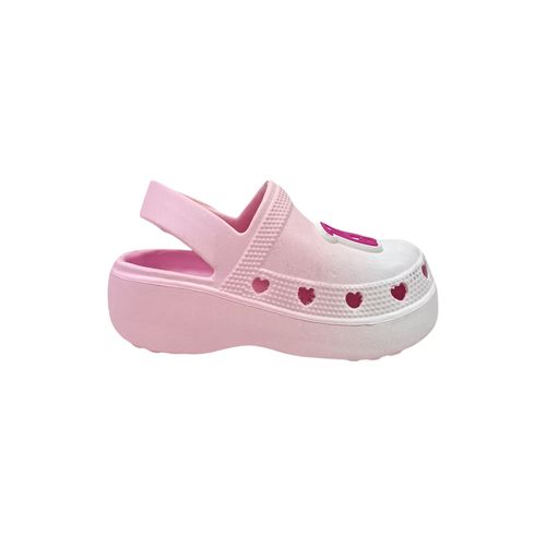 Sandalia tipo crocs bicolor con diseño de Barbie para niña