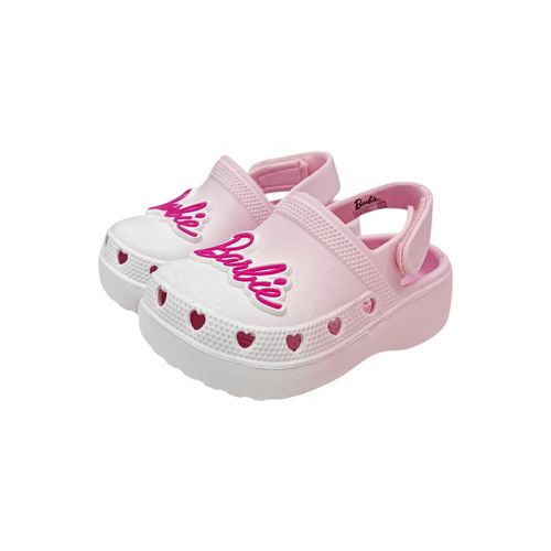 Sandalia tipo crocs bicolor con diseño de Barbie para niña