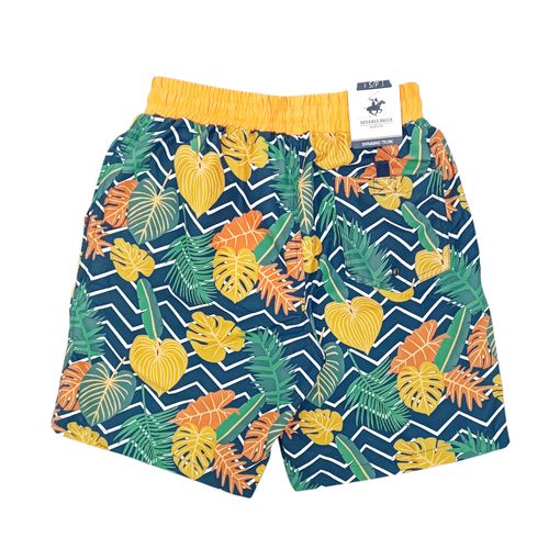 Calzoneta de baño multicolor con pretina ajustable y diseño playero para hombre