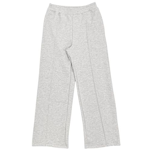 Pantalón wide leg color gris con cintura elástica para mujer