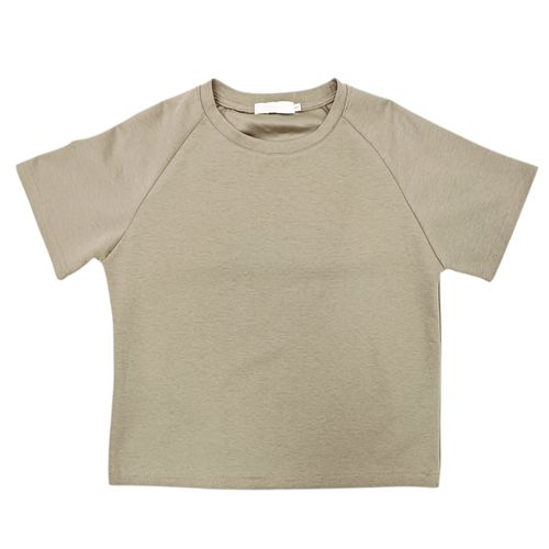 Camiseta color café estilo básico de cuello redondo para mujer