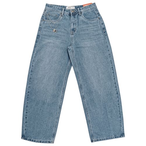 Baggy jeans color azul lavado con detalle para hombre