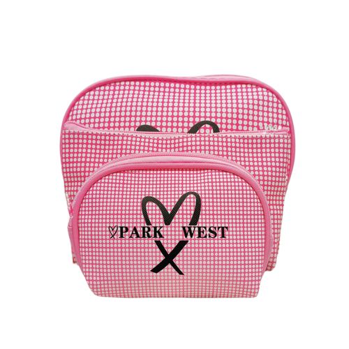 Set de cosmetiqueras color rosado con diseño de puntos para mujer