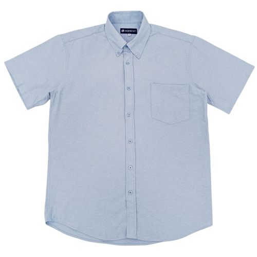 Camisa casual color celeste con cuello tipo resort para hombre