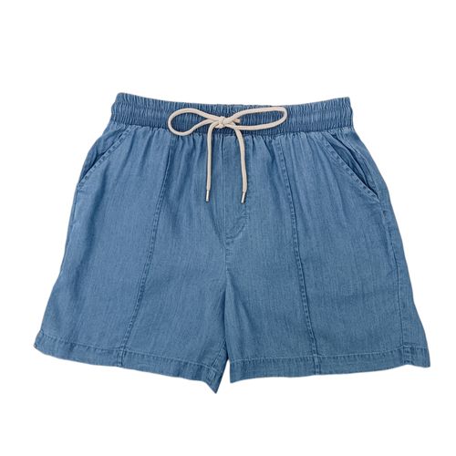 Short color azul oscuro con diseño sólido y pretina ajustables para mujer