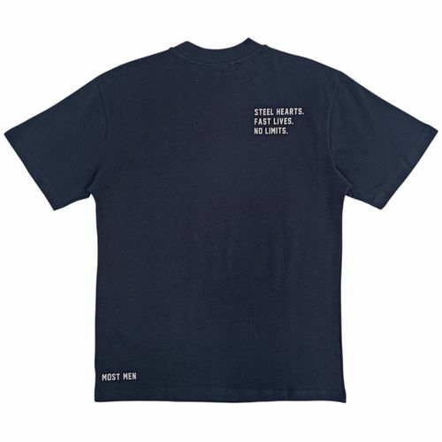 Camiseta oversize color navy de mangas y cuello redondo para hombre