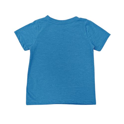 Camiseta estampada color azul de cuello redondo para niño