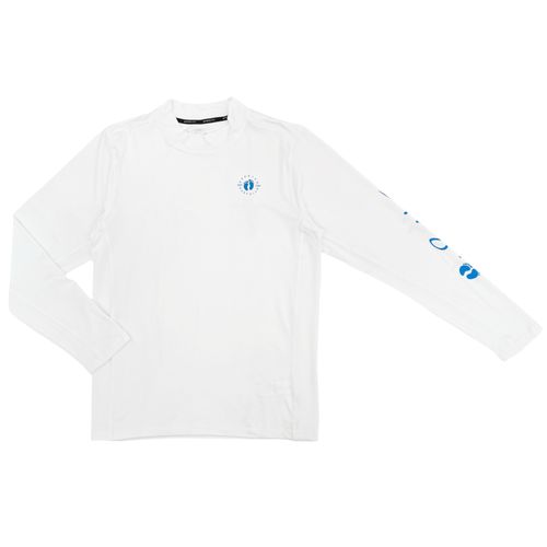 Camiseta deportiva color blanco con diseño sólido y manga larga para hombre