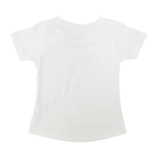 Camiseta color blanco con diseño estampado y mangas cortas para niña