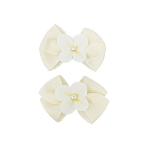 Set de 2 ganchos de cabello color ivory con detalle de flor para mujer