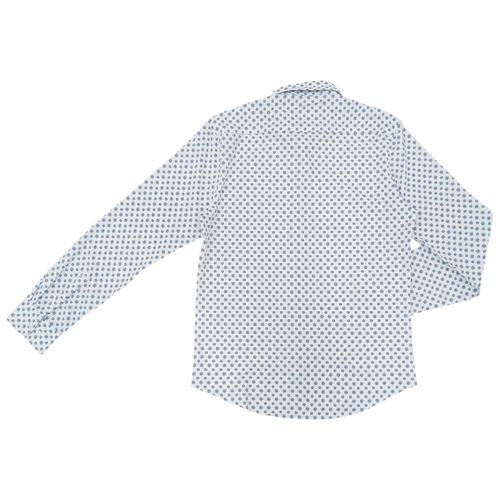 Camisa formal color blanco de manga larga con estampado para hombre