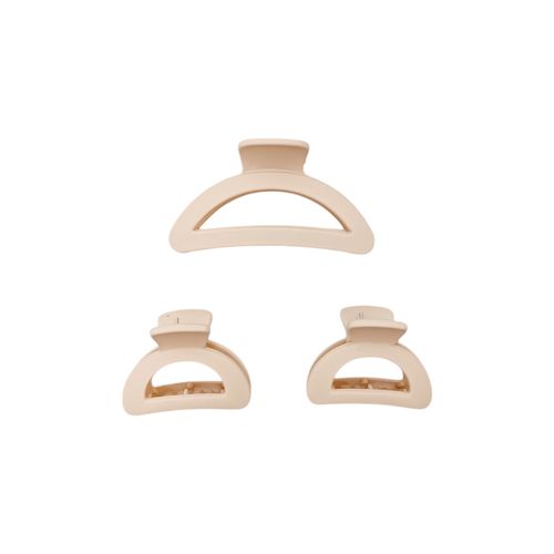 Set de 3 ganchos para cabello color nude con diseño sólido para mujer
