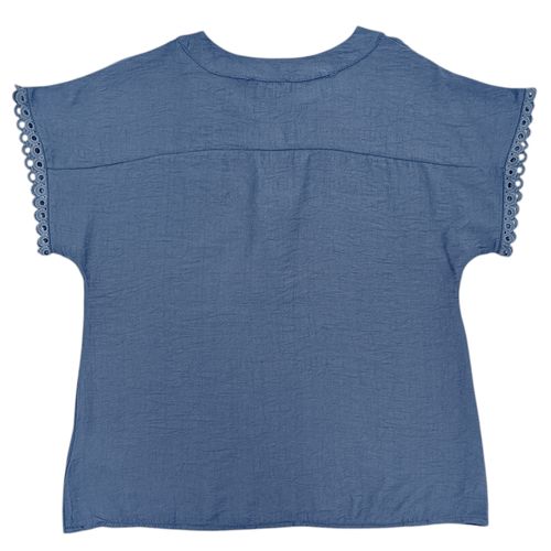 Blusa color azul casual con detalle para mujer