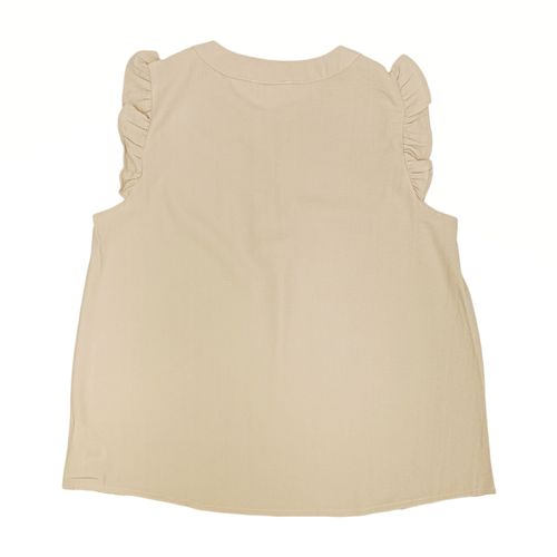 Blusa color beige casual de mangas cortas con vuelos para mujer