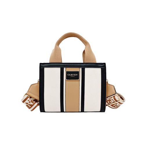 Cartera satchel color beige con correa ajustable para mujer