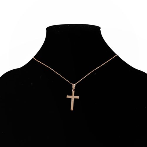 Cadena color dorado con dije de cruz para mujer