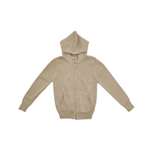 Hoddie color beige con cierre frontal de zíper para niña