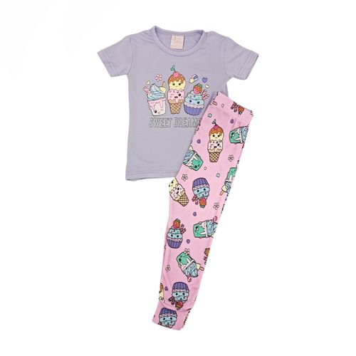 Pijama de pantalón rosa con diseño estampado para niña