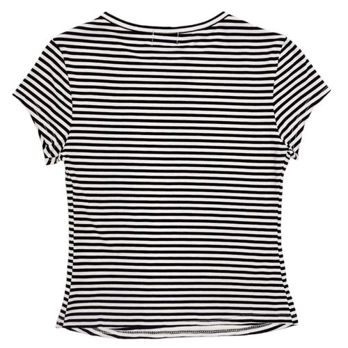 Camiseta bicolor con cuello redondo y mangas cortas para mujer