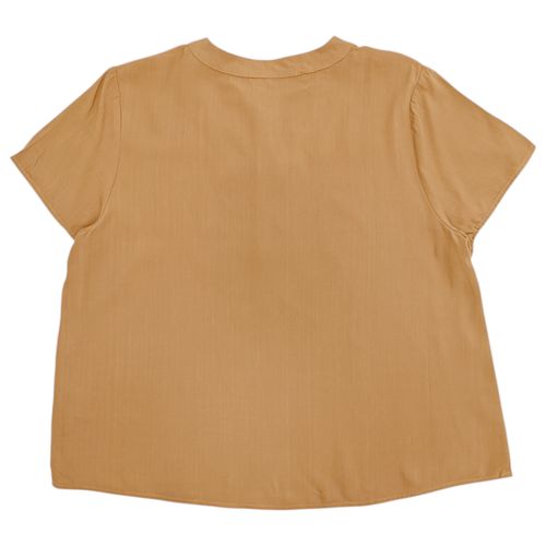 Blusa color café con bordado floral para mujer