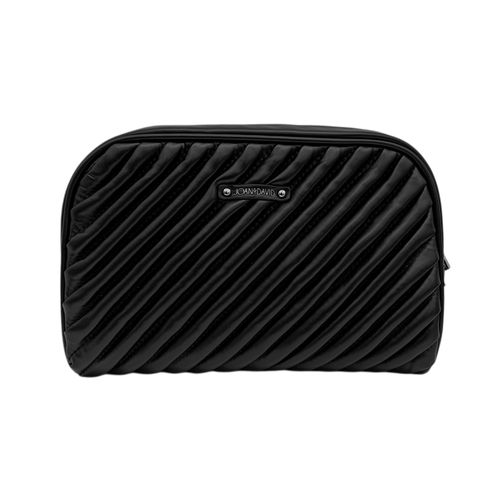 Cosmetiquera color negro diseño con textura para mujer