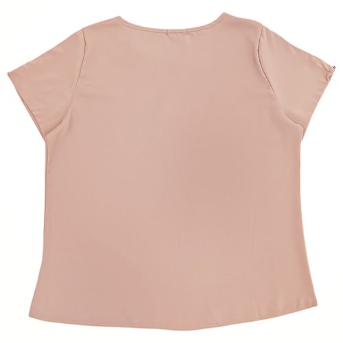 Blusa curvy color rosa de cuello redondo para  mujer