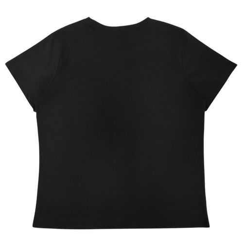 Camiseta curvy color negro con relieve floral para mujer