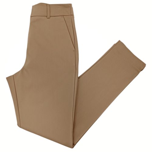 Pantalón straight casual color beige sólido para mujer
