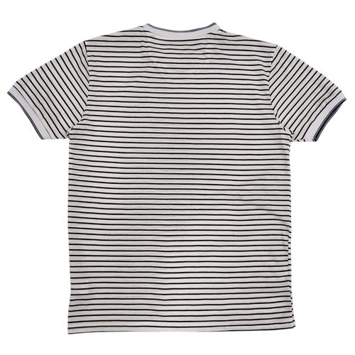 Camiseta rayada de color negro de cuello redondo para hombre