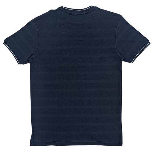 Camiseta color gris con detalle jaspeado de cuello redondo para mujer