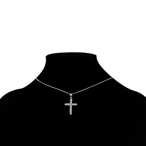 Cadena color plateado con dije religioso para mujer