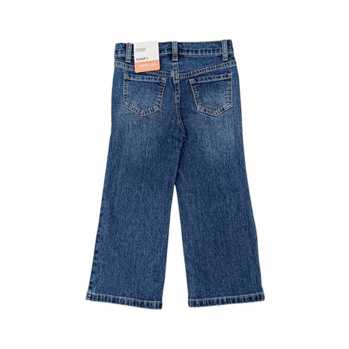 Wide leg jeans color azul oscuro con diseño lavado para mujer