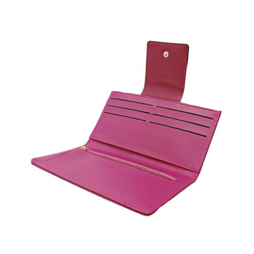 Billetera bifold color fucsia diseño con textura para mujer